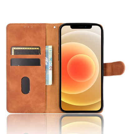 Solid Color Skin Feel Magnetic Buckle Horizontal Flip Calf Texture PU Leather Case with Holder & Card Slots & Wallet For iPhone 13(Brown)-garmade.com