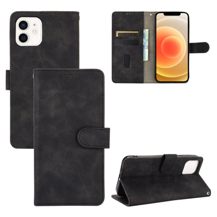 Solid Color Skin Feel Magnetic Buckle Horizontal Flip Calf Texture PU Leather Case with Holder & Card Slots & Wallet For iPhone 13 mini(Black)-garmade.com