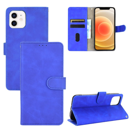 Solid Color Skin Feel Magnetic Buckle Horizontal Flip Calf Texture PU Leather Case with Holder & Card Slots & Wallet For iPhone 13 mini(Blue)-garmade.com