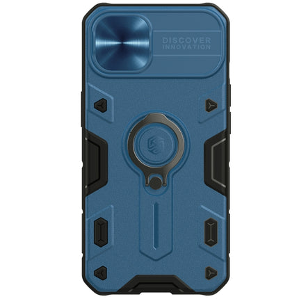 NILLKIN Shockproof CamShield Armor Protective Case with Invisible Ring Holder For iPhone 13(Blue)-garmade.com