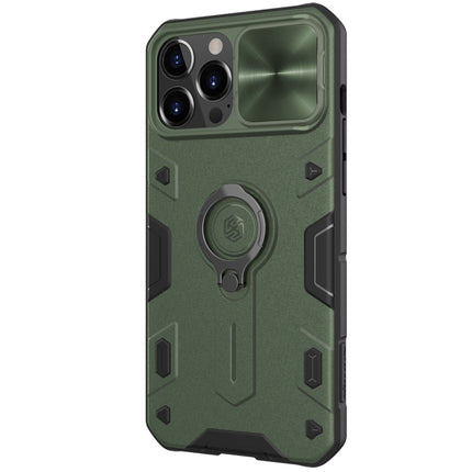 NILLKIN Shockproof CamShield Armor Protective Case with Invisible Ring Holder For iPhone 13 Pro Max(Green)-garmade.com