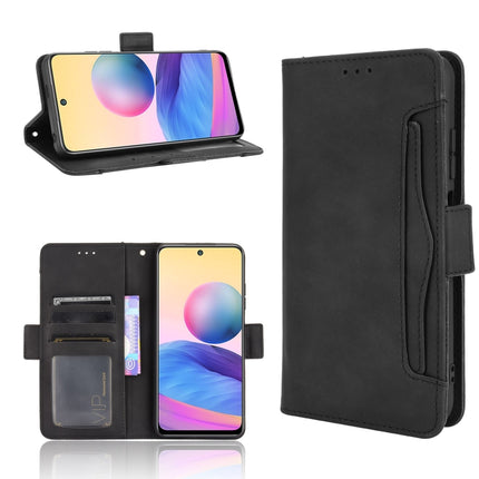 For Xiaomi Redmi Note 10 5G Skin Feel Calf Pattern Horizontal Flip Leather Case with Holder & Card Slots & Photo Frame(Black)-garmade.com