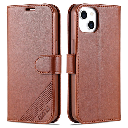 AZNS Sheepskin Texture Horizontal Flip Leather Case with Holder & Card Slots & Wallet For iPhone 13(Brown)-garmade.com