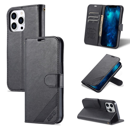 AZNS Sheepskin Texture Horizontal Flip Leather Case with Holder & Card Slots & Wallet For iPhone 13 Pro(Black)-garmade.com