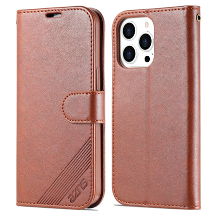 AZNS Sheepskin Texture Horizontal Flip Leather Case with Holder & Card Slots & Wallet For iPhone 13 Pro Max(Brown)-garmade.com