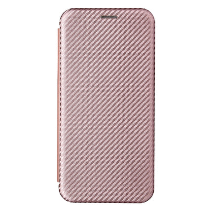 Carbon Fiber Texture Magnetic Horizontal Flip TPU + PC + PU Leather Case with Card Slot For iPhone 13 Pro Max(Pink)-garmade.com