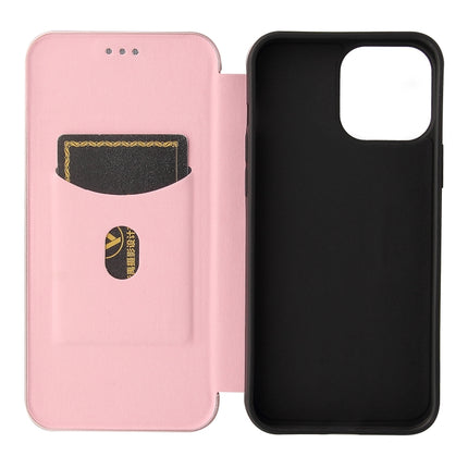 Carbon Fiber Texture Magnetic Horizontal Flip TPU + PC + PU Leather Case with Card Slot For iPhone 13 Pro(Pink)-garmade.com
