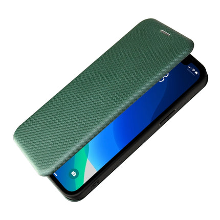 Carbon Fiber Texture Magnetic Horizontal Flip TPU + PC + PU Leather Case with Card Slot For iPhone 13 Pro(Green)-garmade.com