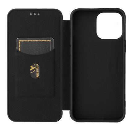 Carbon Fiber Texture Magnetic Horizontal Flip TPU + PC + PU Leather Case with Card Slot For iPhone 13 Pro(Black)-garmade.com