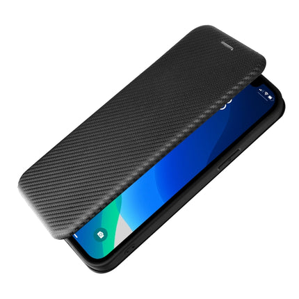 Carbon Fiber Texture Magnetic Horizontal Flip TPU + PC + PU Leather Case with Card Slot For iPhone 13 Pro(Black)-garmade.com