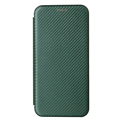 Carbon Fiber Texture Magnetic Horizontal Flip TPU + PC + PU Leather Case with Card Slot For iPhone 13(Green)-garmade.com