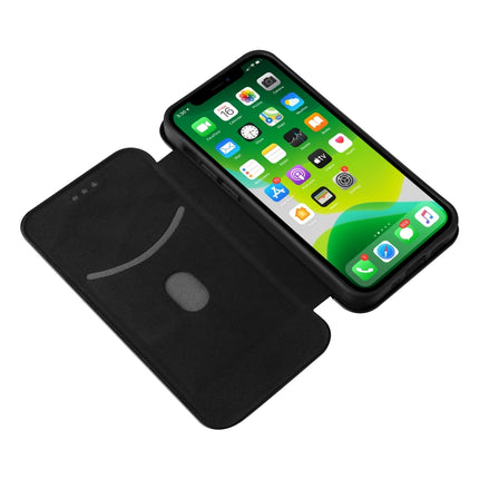 Carbon Fiber Texture Magnetic Horizontal Flip TPU + PC + PU Leather Case with Card Slot For iPhone 13 mini(Black)-garmade.com