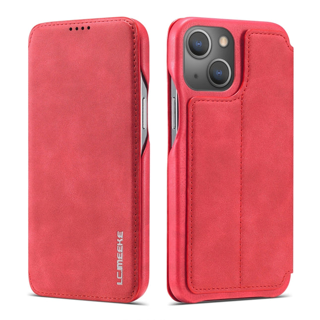 LC.IMEEKE Hon Ancient Series Horizontal Flip Leather Case with Holder & Card Slot For iPhone 13 mini(Red)-garmade.com