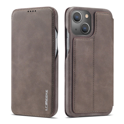 LC.IMEEKE Hon Ancient Series Horizontal Flip Leather Case with Holder & Card Slot For iPhone 13 mini(Coffee)-garmade.com