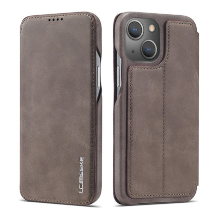 LC.IMEEKE Hon Ancient Series Horizontal Flip Leather Case with Holder & Card Slot For iPhone 13(Coffee)-garmade.com