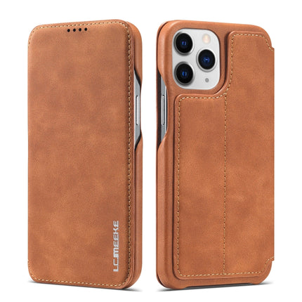LC.IMEEKE Hon Ancient Series Horizontal Flip Leather Case with Holder & Card Slot For iPhone 13 Pro(Brown)-garmade.com
