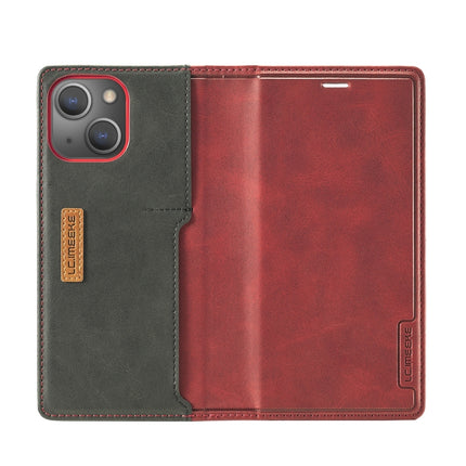 LC.IMEEKE LC-001 Series PU + TPU Color Matching Frosted Horizontal Flip Leather Case with Holder & Card Slot For iPhone 13 mini(Red)-garmade.com