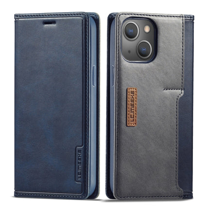 LC.IMEEKE LC-001 Series PU + TPU Color Matching Frosted Horizontal Flip Leather Case with Holder & Card Slot For iPhone 13(Blue)-garmade.com