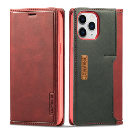LC.IMEEKE LC-001 Series PU + TPU Color Matching Frosted Horizontal Flip Leather Case with Holder & Card Slot For iPhone 13 Pro(Red)-garmade.com
