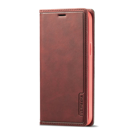 LC.IMEEKE LC-001 Series PU + TPU Color Matching Frosted Horizontal Flip Leather Case with Holder & Card Slot For iPhone 13 Pro(Red)-garmade.com