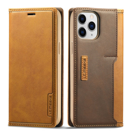 LC.IMEEKE LC-001 Series PU + TPU Color Matching Frosted Horizontal Flip Leather Case with Holder & Card Slot For iPhone 13 Pro(Brown)-garmade.com