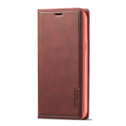 LC.IMEEKE LC-001 Series PU + TPU Color Matching Frosted Horizontal Flip Leather Case with Holder & Card Slot For iPhone 13 Pro Max(Red)-garmade.com