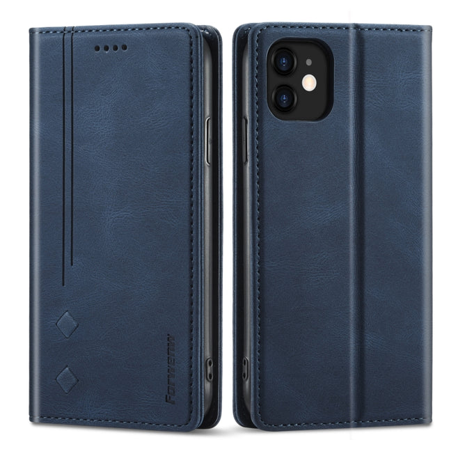 Forwenw F2 Series Magnetic Horizontal Flip Leather Case with Holder & Card Slots & Wallet For iPhone 13(Blue)-garmade.com