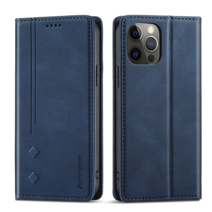 Forwenw F2 Series Magnetic Horizontal Flip Leather Case with Holder & Card Slots & Wallet For iPhone 13 Pro(Blue)-garmade.com