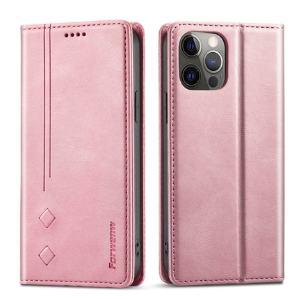 Forwenw F2 Series Magnetic Horizontal Flip Leather Case with Holder & Card Slots & Wallet For iPhone 13 Pro(Rose Gold)-garmade.com