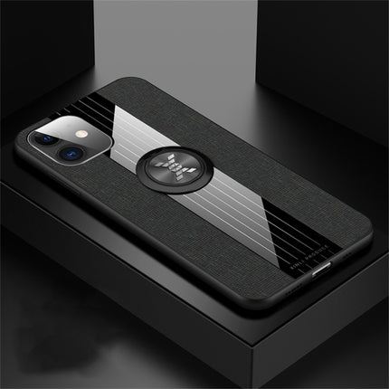 For iPhone 11 XINLI Stitching Cloth Textue Shockproof TPU Protective Case with Ring Holder(Black)-garmade.com