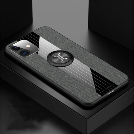 For iPhone 11 XINLI Stitching Cloth Textue Shockproof TPU Protective Case with Ring Holder(Grey)-garmade.com