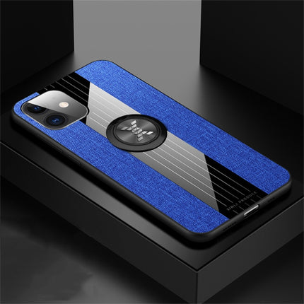 For iPhone 11 XINLI Stitching Cloth Textue Shockproof TPU Protective Case with Ring Holder(Blue)-garmade.com