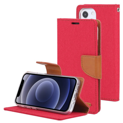 GOOSPERY CANVAS DIARY Canvas Texture Horizontal Flip PU Leather Case with Holder & Card Slots & Wallet For iPhone 13 mini(Red)-garmade.com