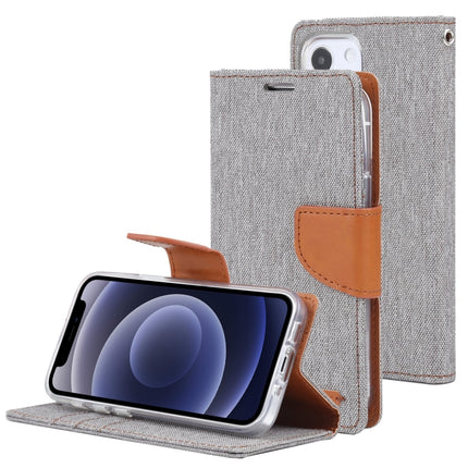 GOOSPERY CANVAS DIARY Canvas Texture Horizontal Flip PU Leather Case with Holder & Card Slots & Wallet For iPhone 13 mini(Grey)-garmade.com