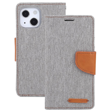 GOOSPERY CANVAS DIARY Canvas Texture Horizontal Flip PU Leather Case with Holder & Card Slots & Wallet For iPhone 13 mini(Grey)-garmade.com