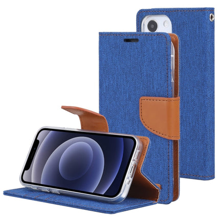 GOOSPERY CANVAS DIARY Canvas Texture Horizontal Flip PU Leather Case with Holder & Card Slots & Wallet For iPhone 13 mini(Blue)-garmade.com