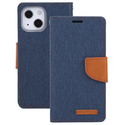 GOOSPERY CANVAS DIARY Canvas Texture Horizontal Flip PU Leather Case with Holder & Card Slots & Wallet For iPhone 13(Navy Blue)-garmade.com