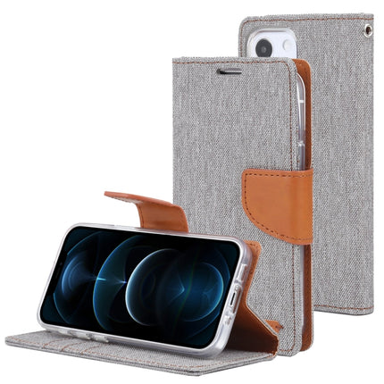 GOOSPERY CANVAS DIARY Canvas Texture Horizontal Flip PU Leather Case with Holder & Card Slots & Wallet For iPhone 13(Grey)-garmade.com