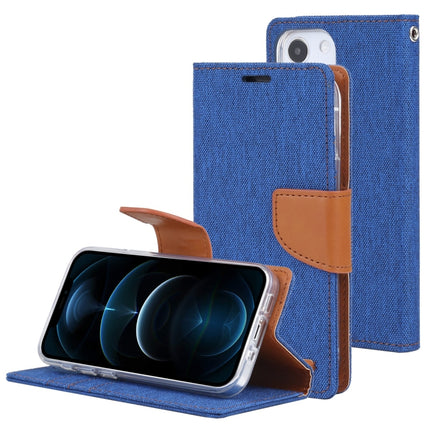 GOOSPERY CANVAS DIARY Canvas Texture Horizontal Flip PU Leather Case with Holder & Card Slots & Wallet For iPhone 13(Blue)-garmade.com