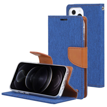 GOOSPERY CANVAS DIARY Canvas Texture Horizontal Flip PU Leather Case with Holder & Card Slots & Wallet For iPhone 13 Pro(Blue)-garmade.com