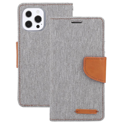 GOOSPERY CANVAS DIARY Canvas Texture Horizontal Flip PU Leather Case with Holder & Card Slots & Wallet For iPhone 13 Pro Max(Grey)-garmade.com