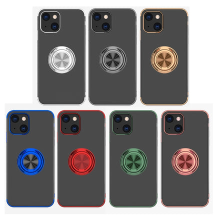 Electroplating Silicone Shockproof Case with Ring Holder For iPhone 13 Pro(Silver)-garmade.com