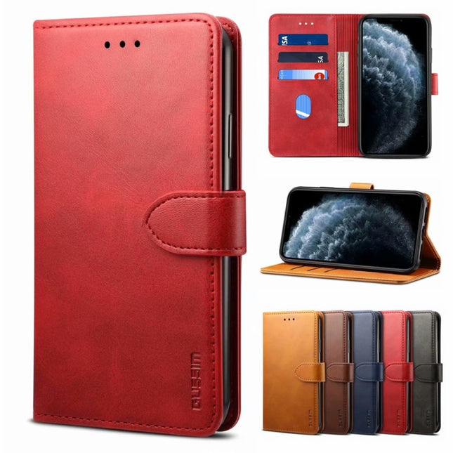 GUSSIM Business Style Horizontal Flip Leather Case with Holder & Card Slots & Wallet For iPhone 13 Pro Max(Red)-garmade.com