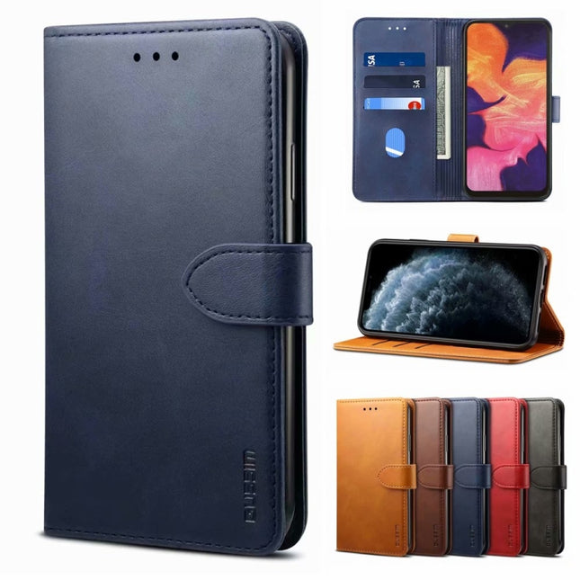 GUSSIM Business Style Horizontal Flip Leather Case with Holder & Card Slots & Wallet For iPhone 13 Pro Max(Blue)-garmade.com