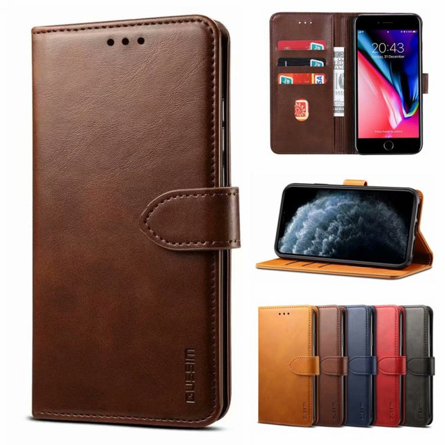 GUSSIM Business Style Horizontal Flip Leather Case with Holder & Card Slots & Wallet For iPhone 13 Pro Max(Brown)-garmade.com