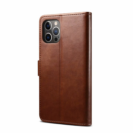 GUSSIM Business Style Horizontal Flip Leather Case with Holder & Card Slots & Wallet For iPhone 13 Pro Max(Brown)-garmade.com