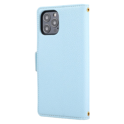 Litchi Texture Color Matching Horizontal Flip Leather Case with Card Slots & Holder & Wallet & Photo Frame For iPhone 13 mini(Blue)-garmade.com