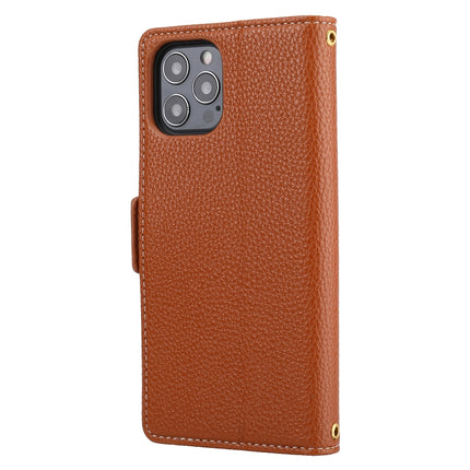 Litchi Texture Color Matching Horizontal Flip Leather Case with Card Slots & Holder & Wallet & Photo Frame For iPhone 13 mini(Brown)-garmade.com