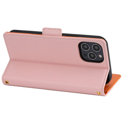 Litchi Texture Color Matching Horizontal Flip Leather Case with Card Slots & Holder & Wallet & Photo Frame For iPhone 13(Pink)-garmade.com