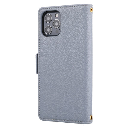 Litchi Texture Color Matching Horizontal Flip Leather Case with Card Slots & Holder & Wallet & Photo Frame For iPhone 13 Pro(Grey)-garmade.com